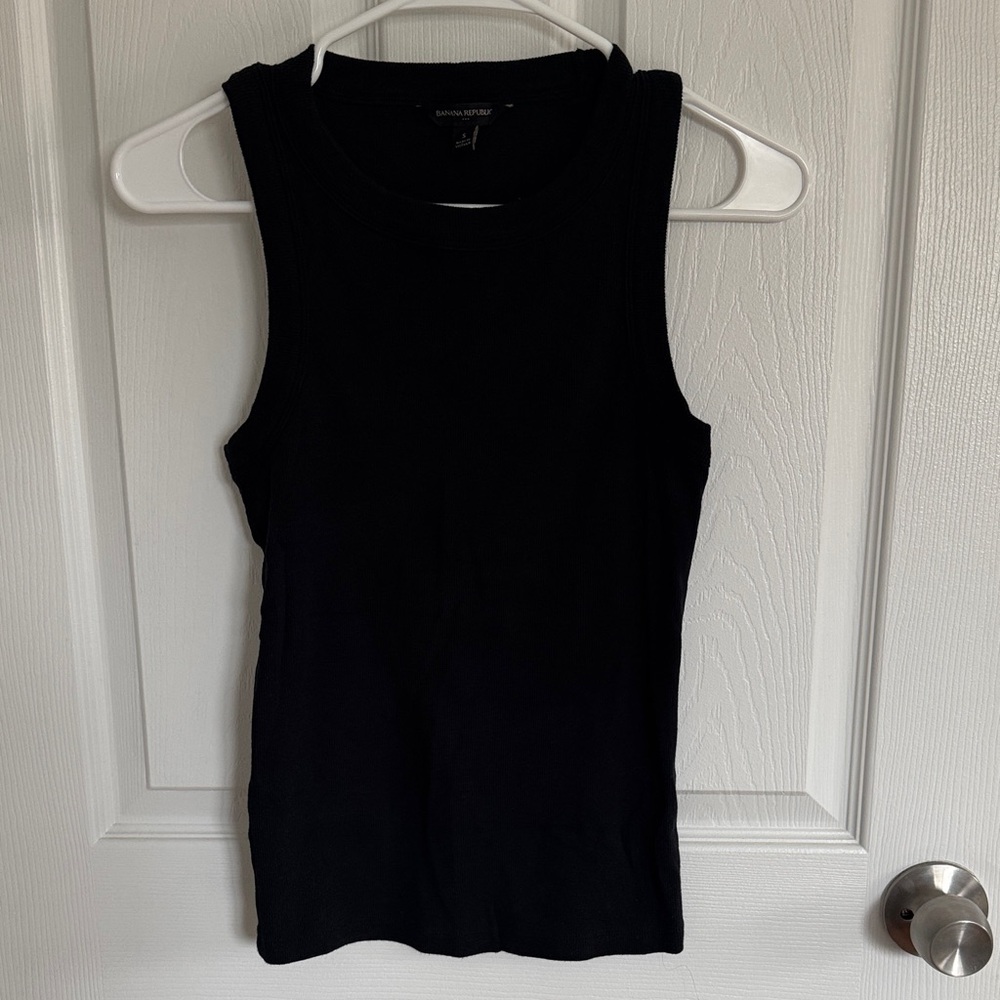 Banana Republic Ribbed Racer Tank- Black Small - Picture 2 of 5